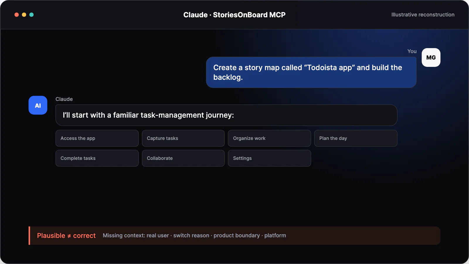 AI agent turns a vague Todoista prompt into a generic task-management backlog