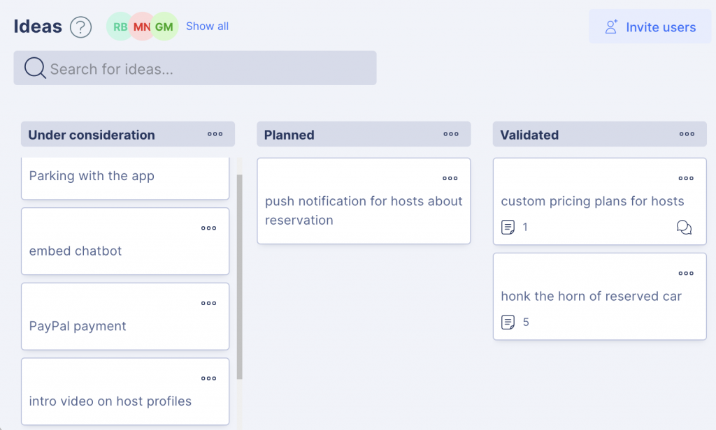 idea board product roadmap