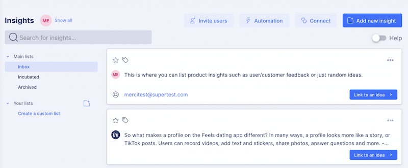 StoriesOnBoard Insight Management can serve as a product-focused user research repository in agile product discovery phase