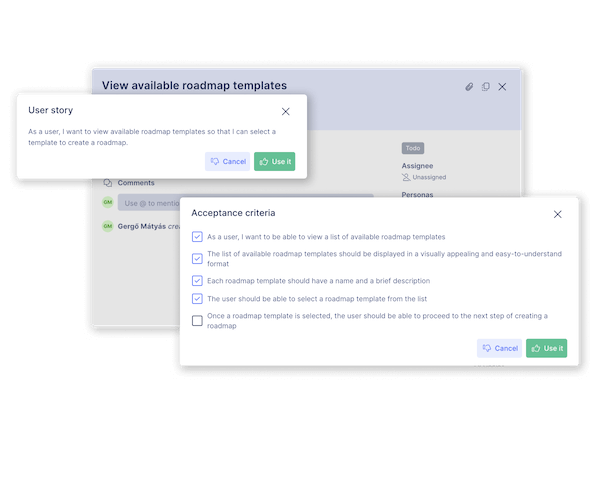 Generate user stories and acceptance criteria with AI assistance