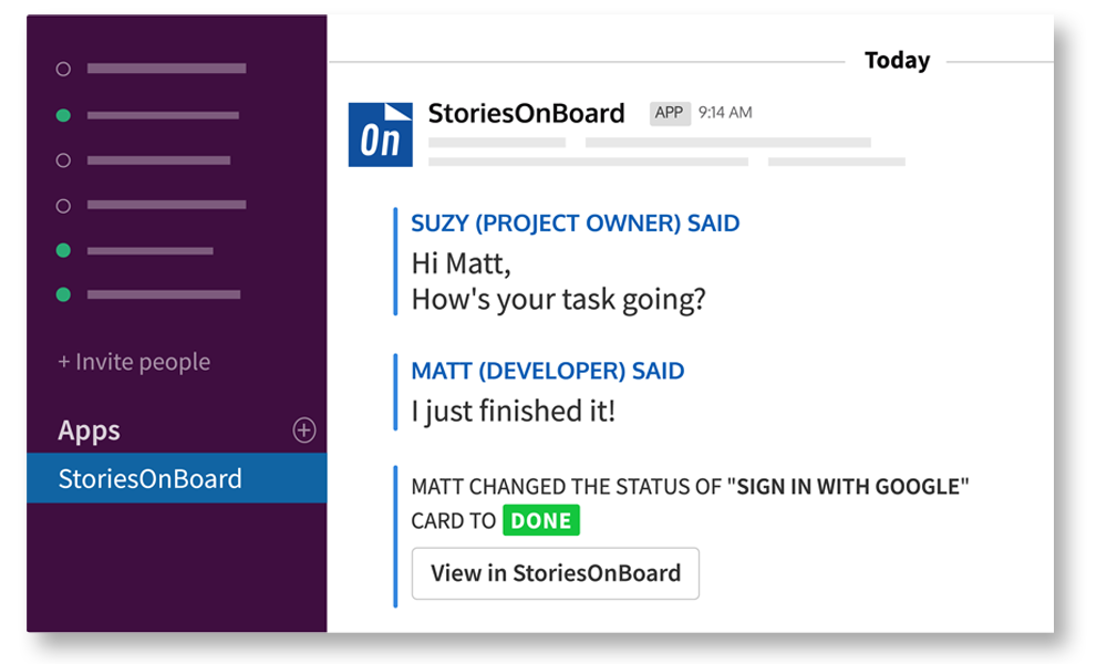 Slack update of story map backlog change